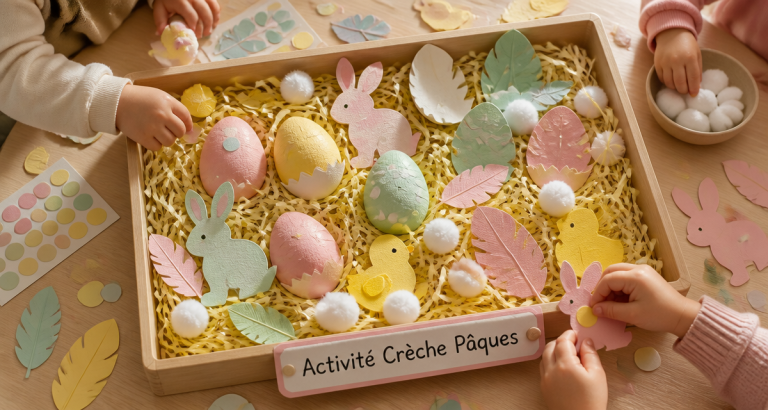 activité crèche Pâques atelier sensoriel motricité fine
