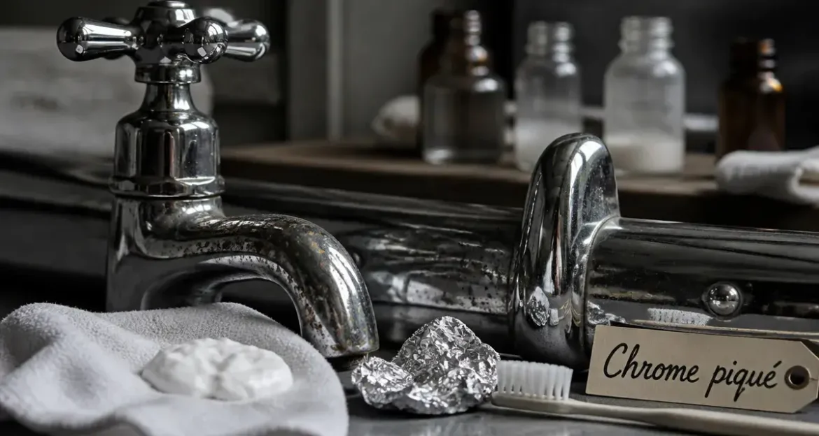 Comment nettoyer du chrome piqué sans rayer : robinet chromé et microfibre