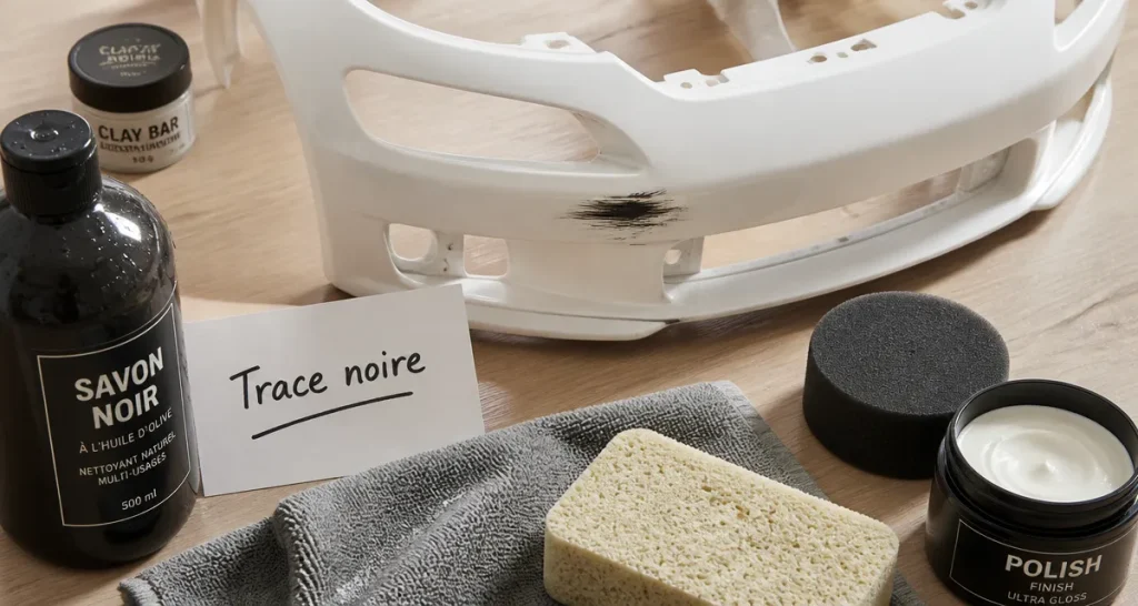 Enlever trace noire sur carrosserie blanche : microfibre et polish
