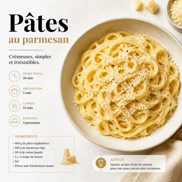 Assiette de pâtes cuites au Cookeo avec parmesan