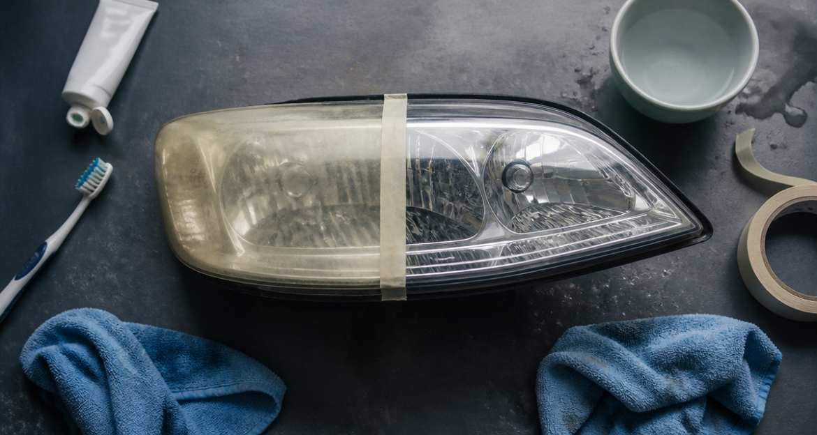Phares ternis : pourquoi le dentifrice est votre meilleure astuce à 2 euros nettoyer phare voiture dentifrice moitié oxydé moitié propre