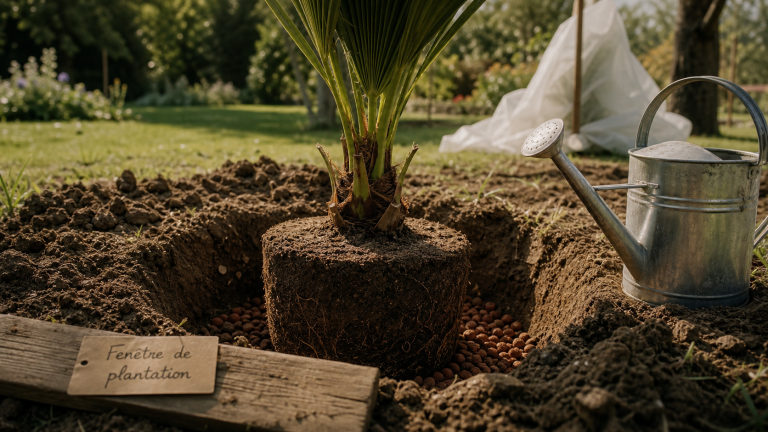 Quand planter un palmier : fosse de plantation et motte en pleine terre