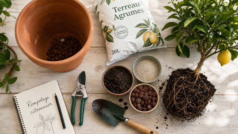 Quand rempoter citronnier : rempotage en pot en terre cuite et billes d’argile