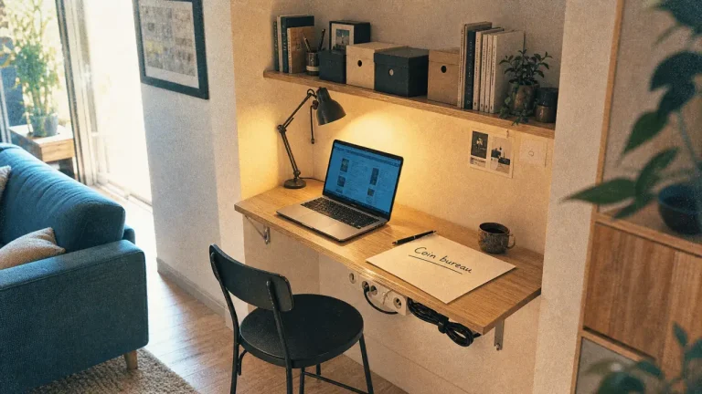 Coin bureau 2 m² : aménager un bureau dans un petit espace, plateau mural