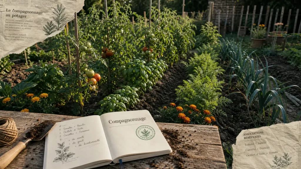 Association de plantes au potager : tomates et basilic, œillets d’Inde, carottes et poireaux