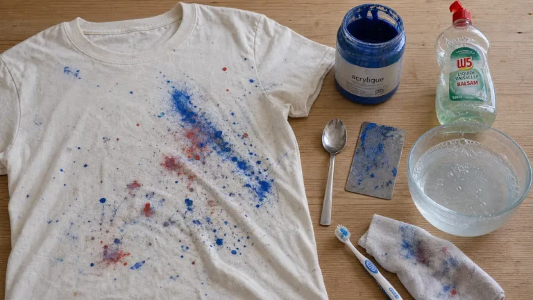 Comment enlever de la peinture sur des vêtements : tee-shirt taché, eau froide et solvants