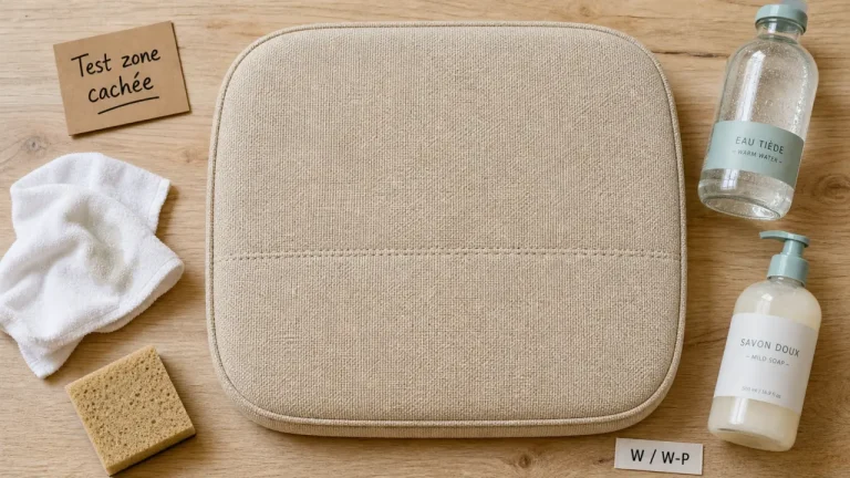Comment nettoyer chaises en tissu : test zone cachée et traitement taches sur chaise beige