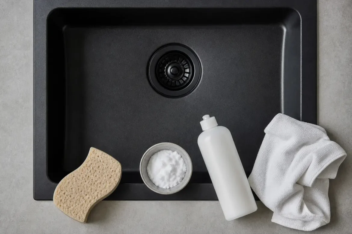 Comment nettoyer un évier en résine sans le ternir, bicarbonate et eau tiède