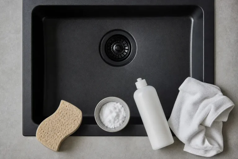 Nettoyer un évier en résine sans le ternir : eau tiède, bicarbonate et gestes à éviter Comment nettoyer un évier en résine sans le ternir, bicarbonate et eau tiède