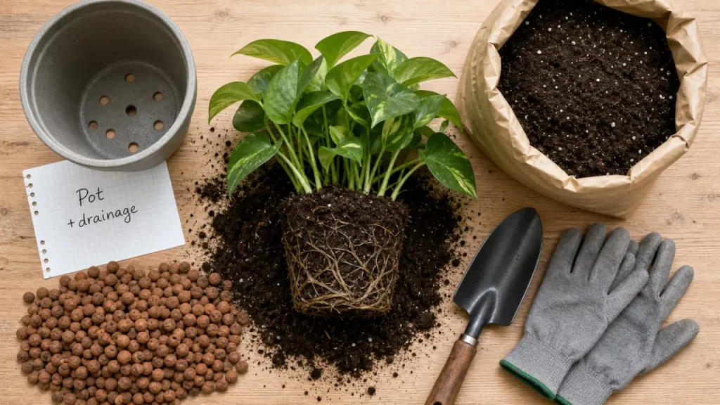 Comment rempoter une plante d'intérieur : 3 cm de drainage et pot juste plus grand