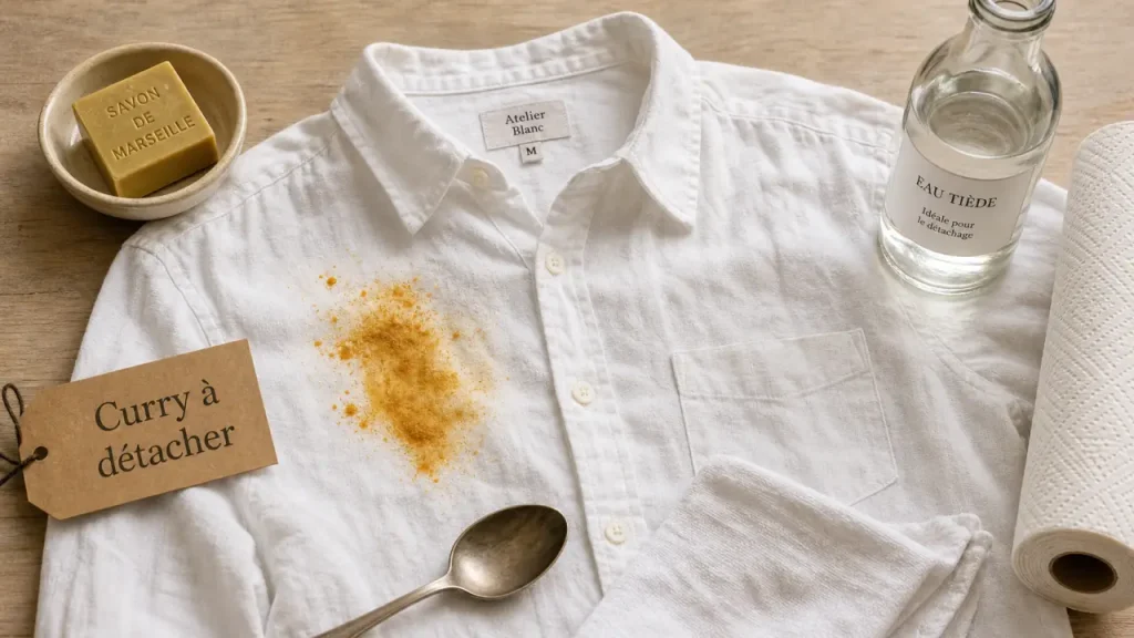 Enlever une tache de curry sur coton : gestes pour détacher