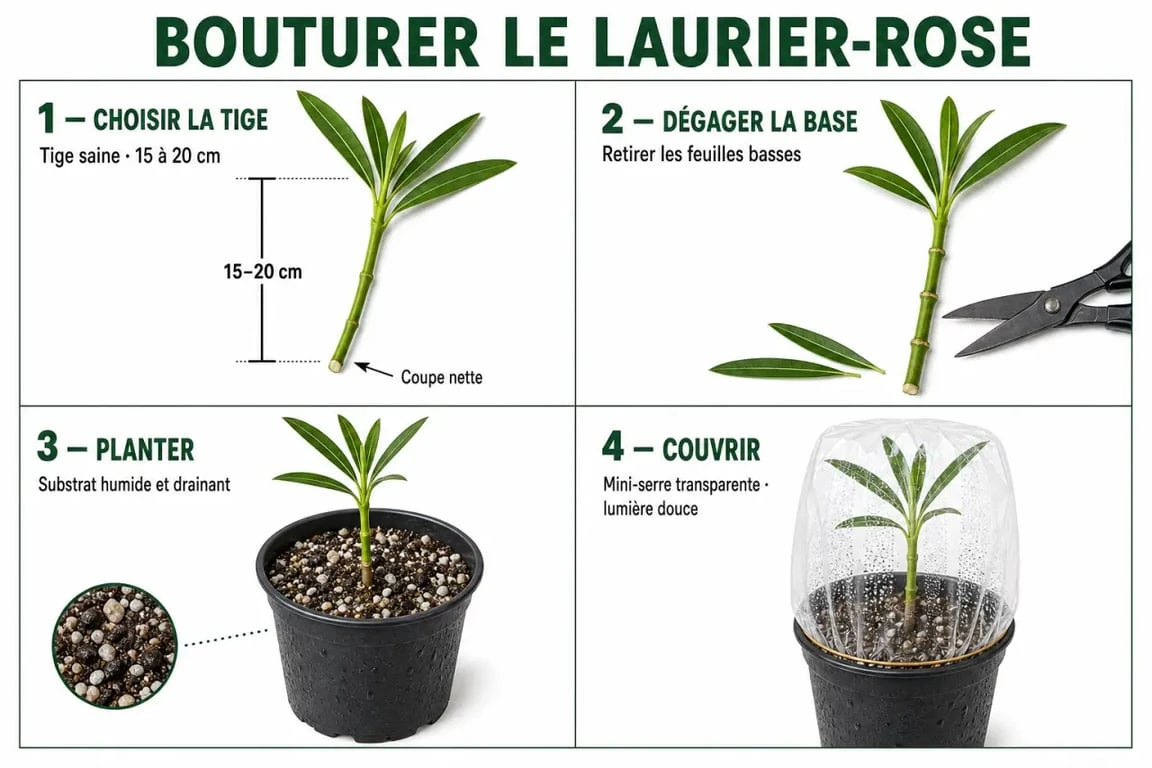 Bouture de laurier comment faire : étapes visuelles pour prélever, effeuiller, planter et maintenir l’humidité