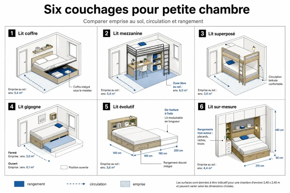 Lit pour petit chambre : comparatif visuel des lits gain de place pour optimiser l’espace