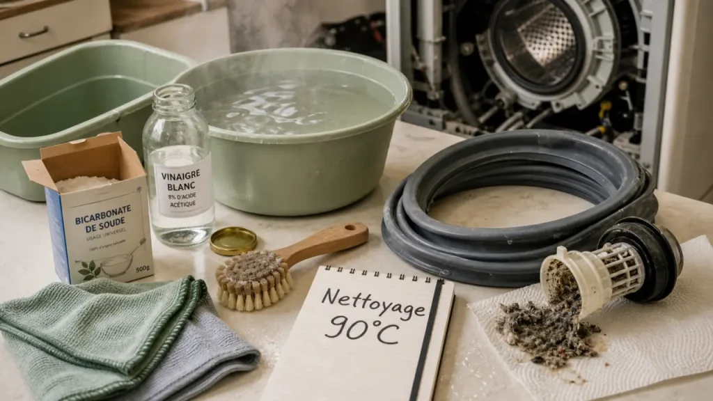 Lave linge mauvaise odeur : pièces à nettoyer et cycle 90°C