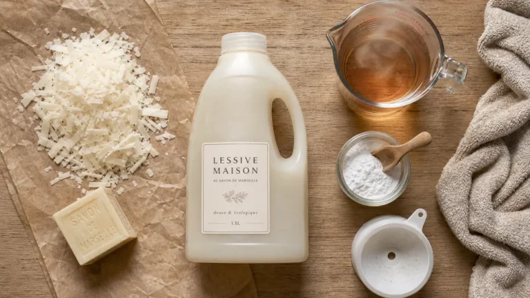 Lessive savon de Marseille maison : la recette simple en 1 litre et les erreurs qui la figent Lessive savon de marseille maison en 1 litre : recette