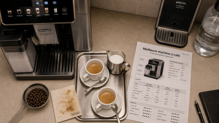 Machine à café professionnelle : critères de sélection, marques leaders et ROI pour votre entreprise Meilleure machine à café professionnelle au bureau avec tasses et fiche technique