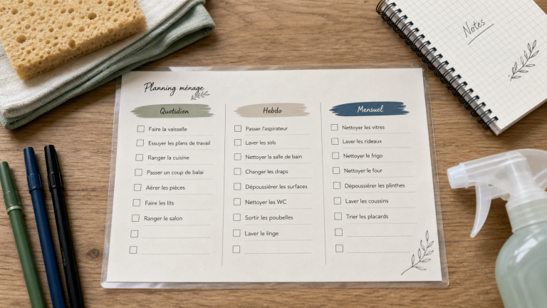 Ménage planning 15 minutes par jour : checklist