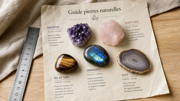 Pierres naturelles : guide pour choisir une pierre (améthyste, quartz rose, labradorite, œil de tigre)