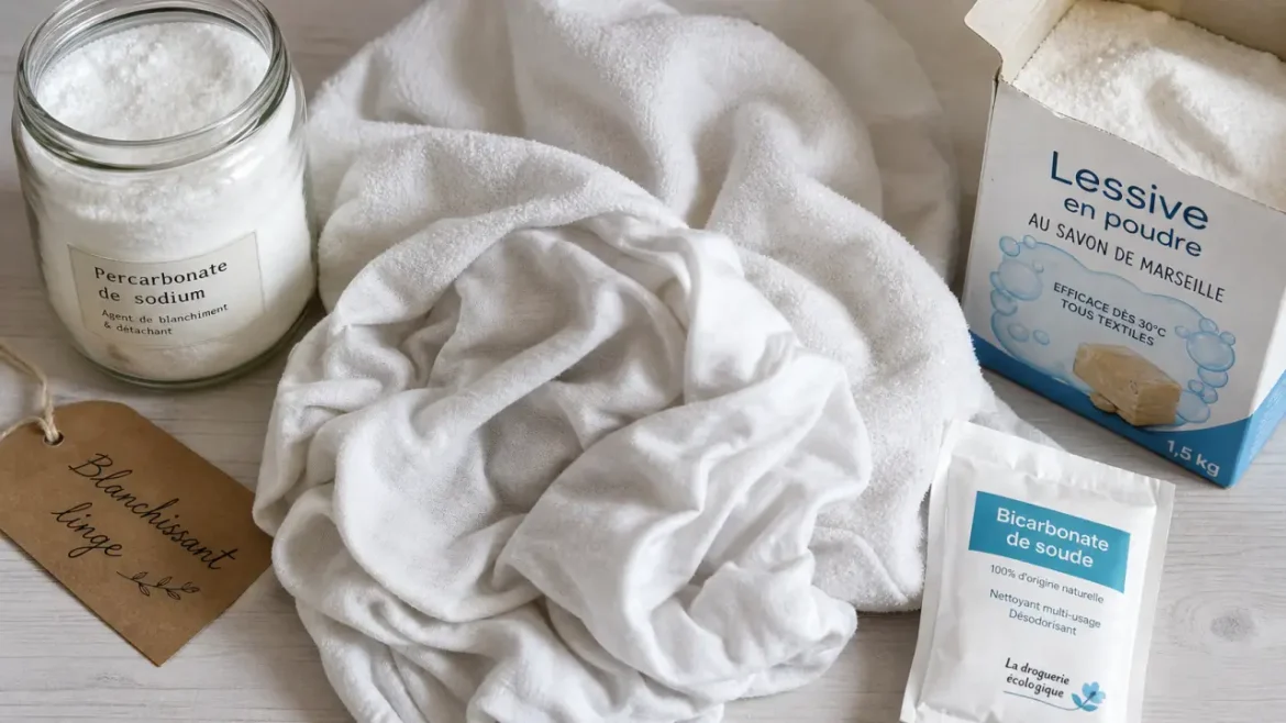 Quel produit blanchissant pour linge choisir ? Oxygène actif, 60 °C et pièges à éviter Produit blanchissant pour linge à l’oxygène actif, percarbonate à 60 °C pour linge blanc