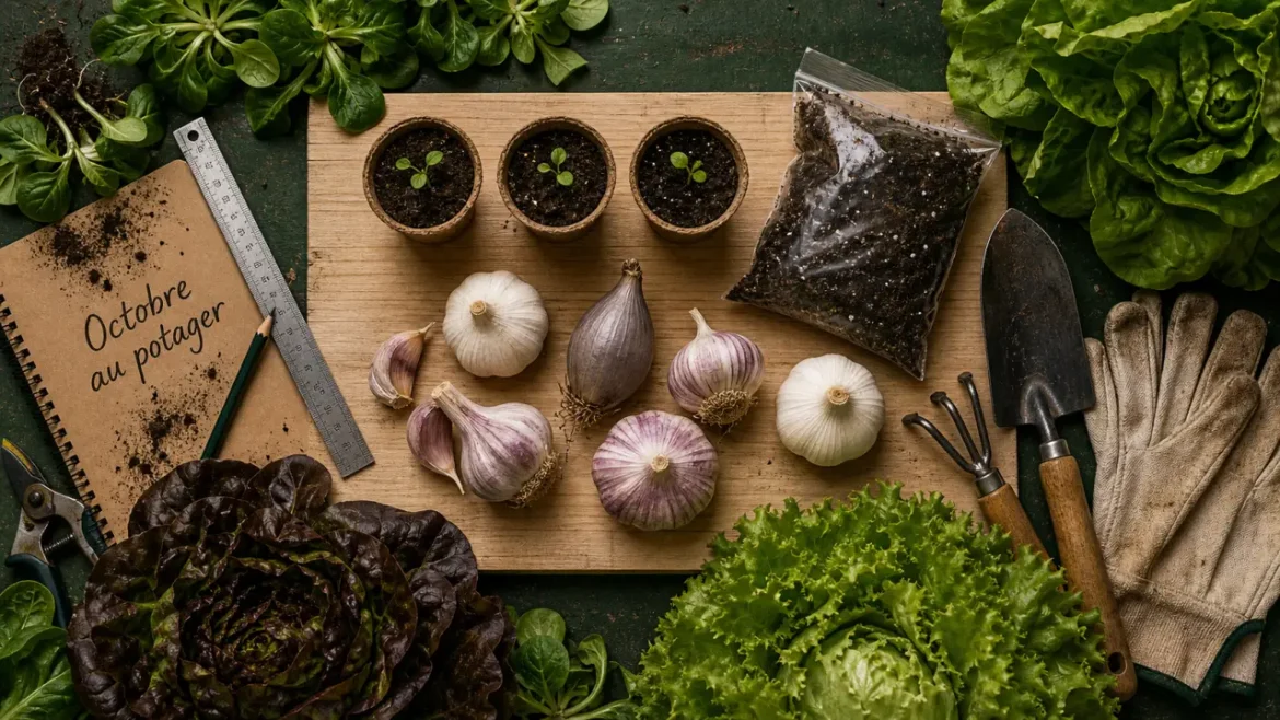 Que planter en octobre au potager : ail et mâche en godets