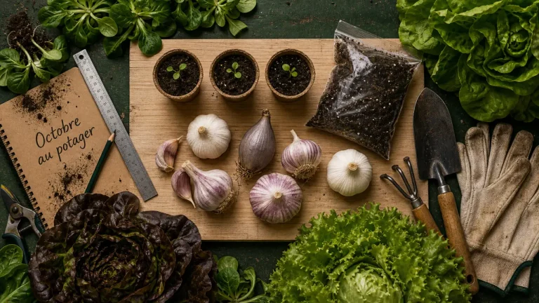 Que planter en octobre au potager : ail et mâche en godets