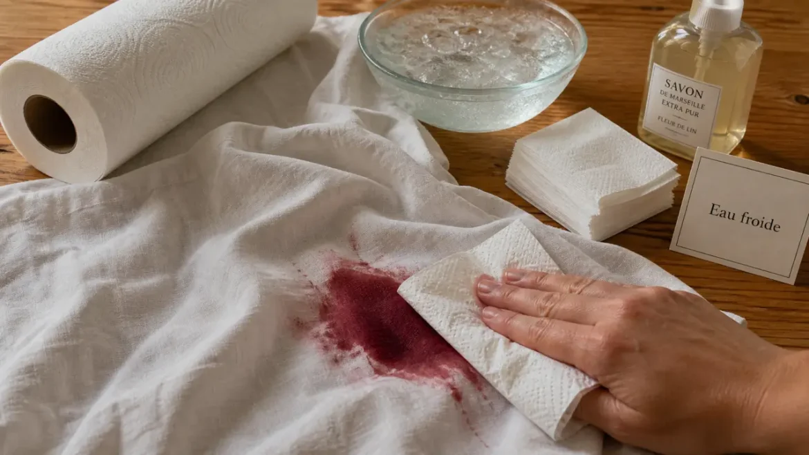 Tache de vin rouge : 15 minutes, eau froide et gestes à éviter pour la faire partir Comment enlever des taches de vin rouge : eau froide et gestes à éviter, 15 minutes.