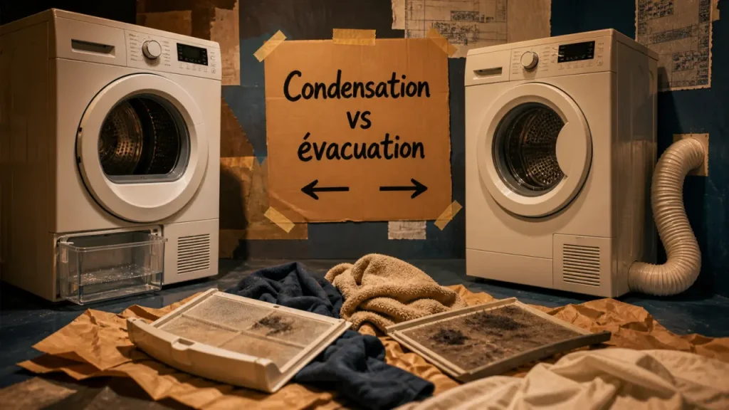 Différence sèche linge condensation ou évacuation : condensation et évacuation