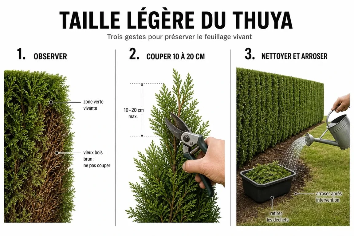 Thuya taille sévère : étapes de taille progressive et zones à éviter