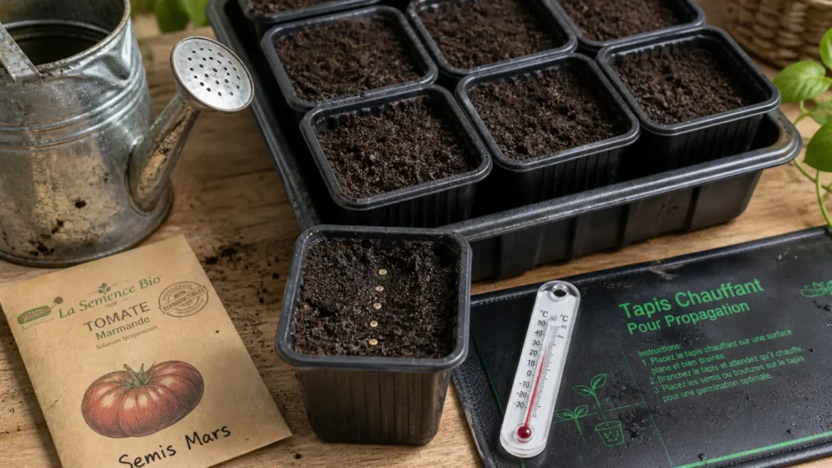 Semis de tomates : le calendrier idéal pour des plants vigoureux Quand semis tomates : graines dans des godets avec terreau humide