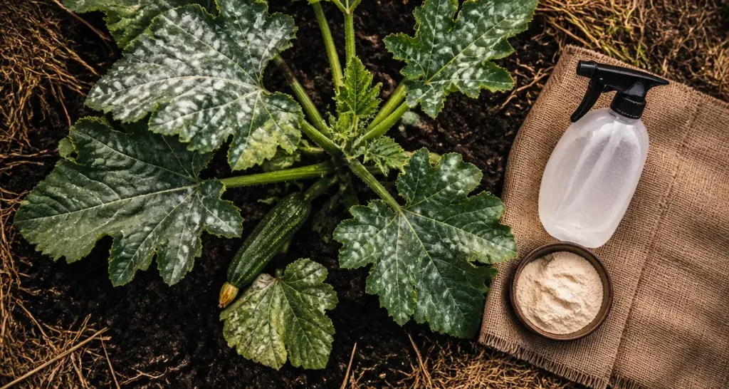 Traitement oidium courgette : feuilles poudreuses et bicarbonate