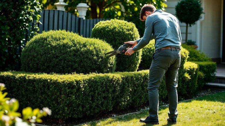 Apprenti paysagiste en formation sur un chantier d'espaces verts