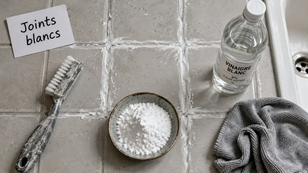 Blanchir les joints salle de bain avec bicarbonate et vinaigre