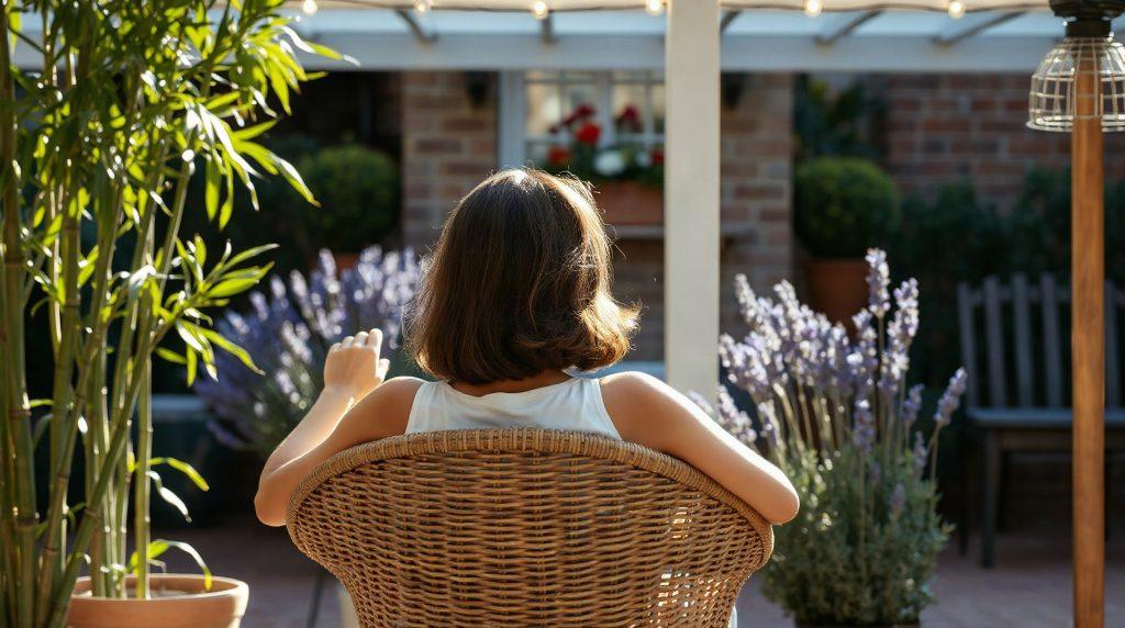 Coin détente aménagé dans un jardin privé