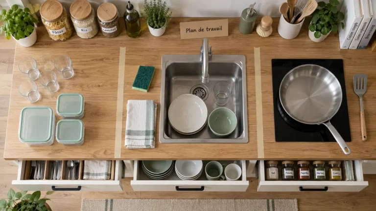 Comment optimiser les rangements dans une petite cuisine : plan de travail dégagé
