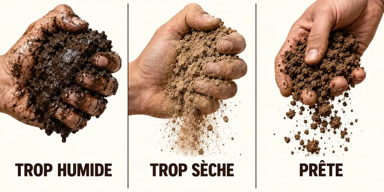 Test de la motte pour savoir quand retourner la terre du potager