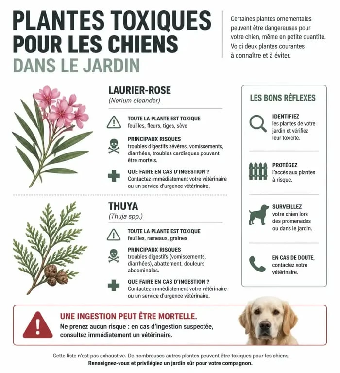 Infographie des plantes toxiques pour chien jardin