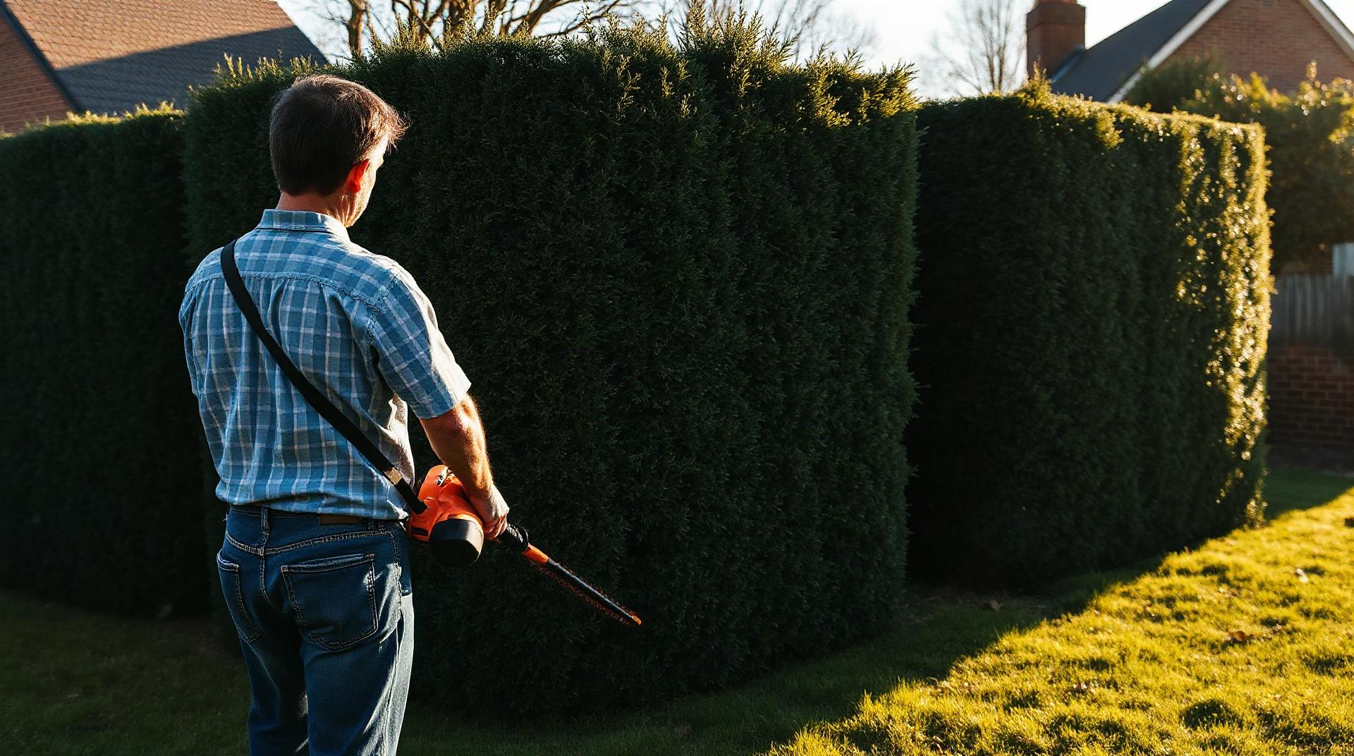 Locataire entretenant la haie d'un jardin privatif