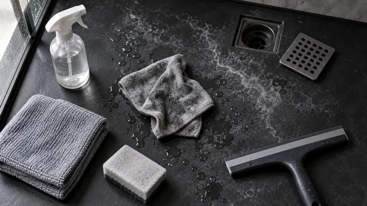 Nettoyer un receveur de douche en résine noir : la méthode sûre contre le calcaire et les taches Nettoyer receveur résine noir : calcaire et taches sur receveur