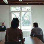 Conseiller en assurance présentant un contrat obsèques à un couple étranger en agence