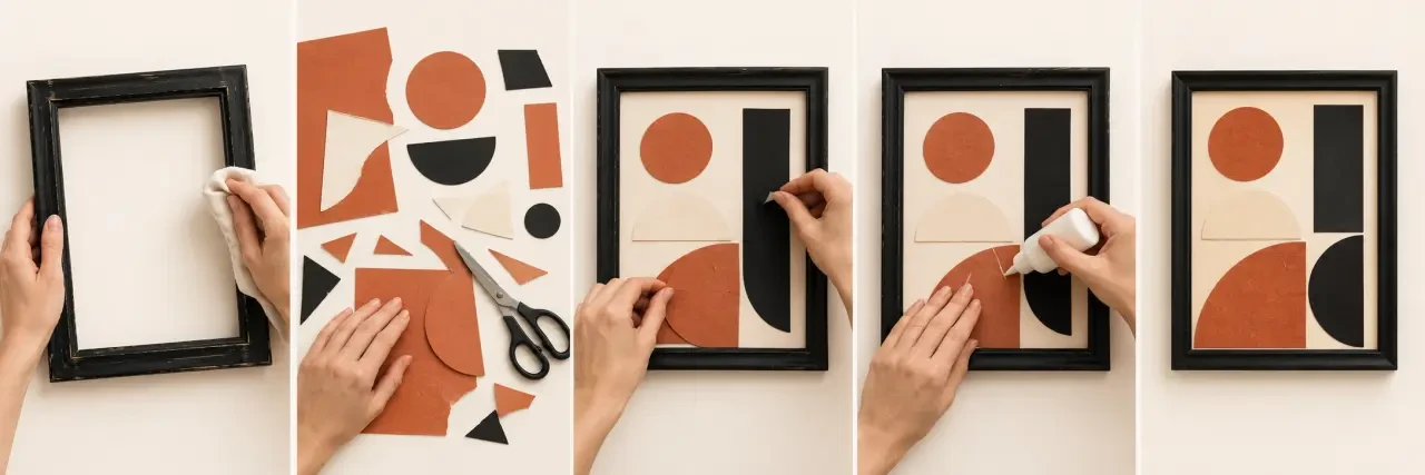 Déco fait maison facile : étapes pour créer un tableau graphique en papier avec un cadre récupéré