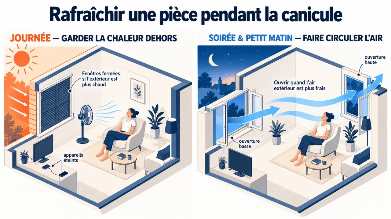 Comment rafraîchir une pièce : gestes à faire le jour et la nuit pour limiter la chaleur