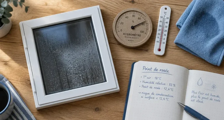 Humidité fenetre : gouttes de condensation sur la vitre