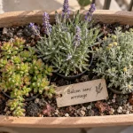 Plantes plein soleil sans arrosage balcon : sedum, lavande argentée, santoline