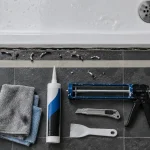 Refaire joint de douche : ancien silicone retiré avant pose