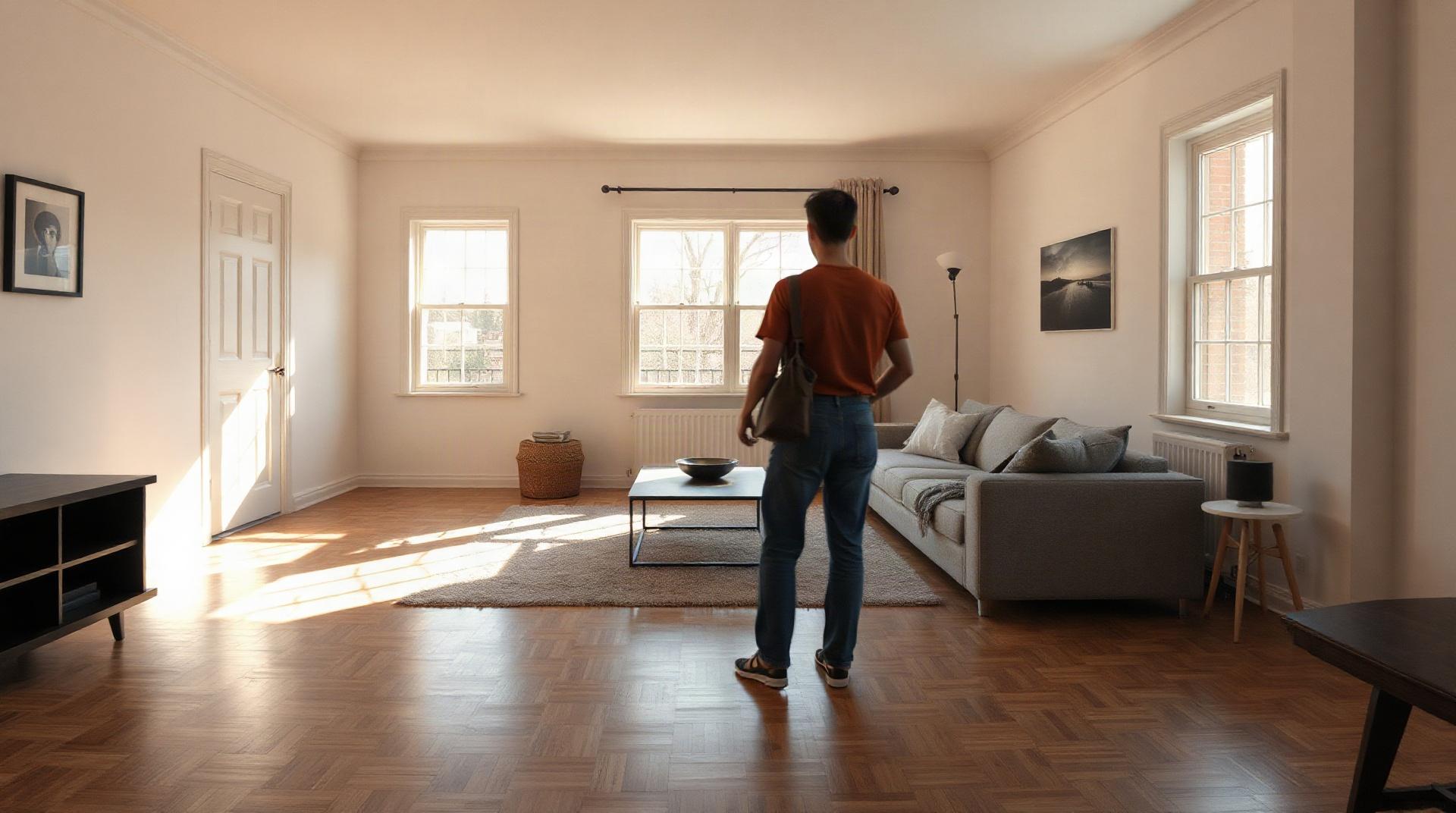 Salon avec parquet en chêne clair nouvellement posé
